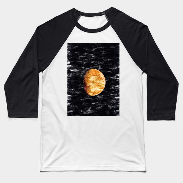 Partial Orange Bright Moon Close Up At Night. For Moon Lovers. Baseball T-Shirt by ColortrixArt